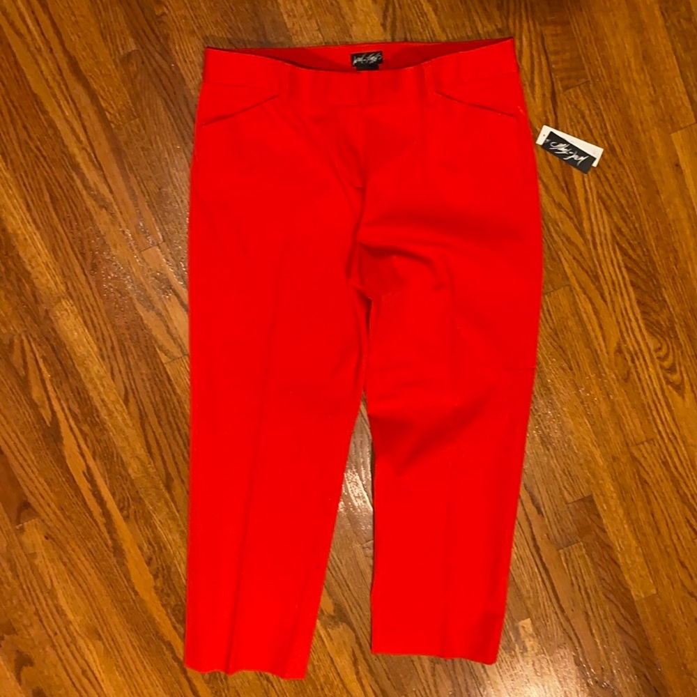 Lord & Taylor Cropped Straight Pants - Poppy Red